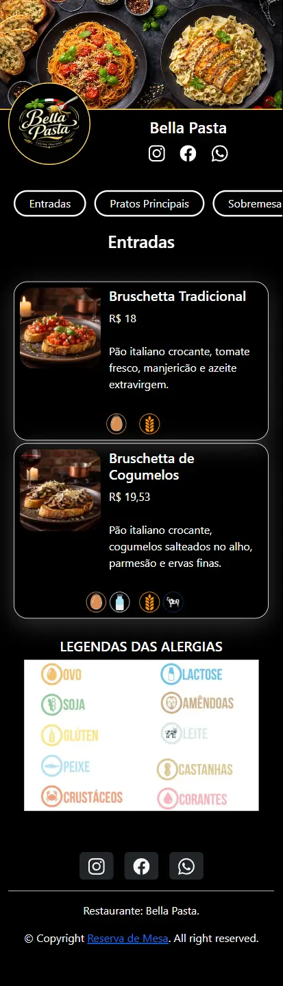 Cardápio digital acessado por QR Code na mesa